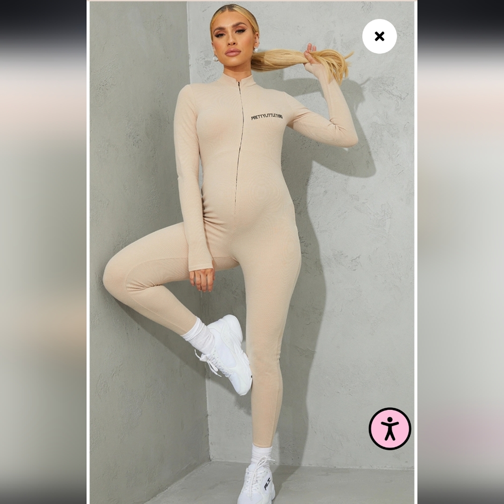 Cream/ beige maternity jumpsuit pretty little thing